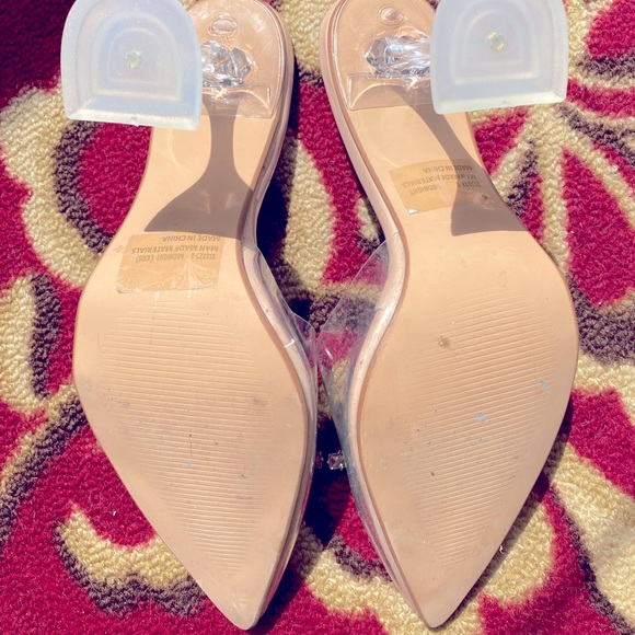 🌟EGO - Comfy Clear Toes Silver Heels - Picture 2 of 7